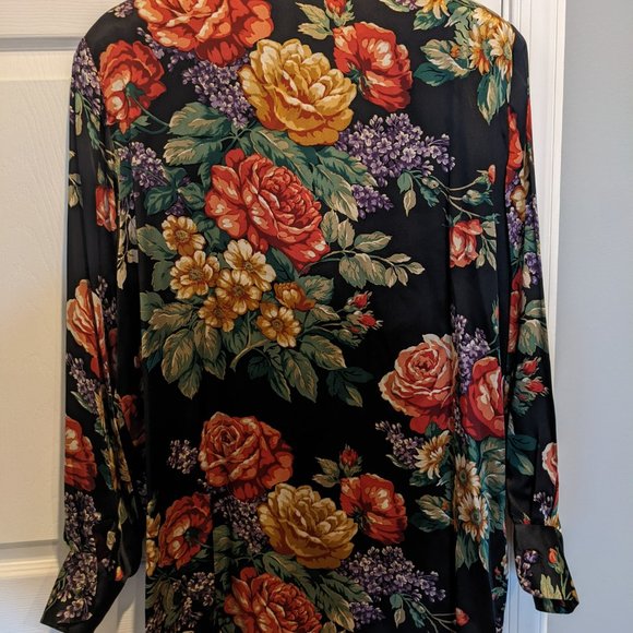 Vintage Don Caster 100% Silk Floral Blouse - Picture 6 of 6